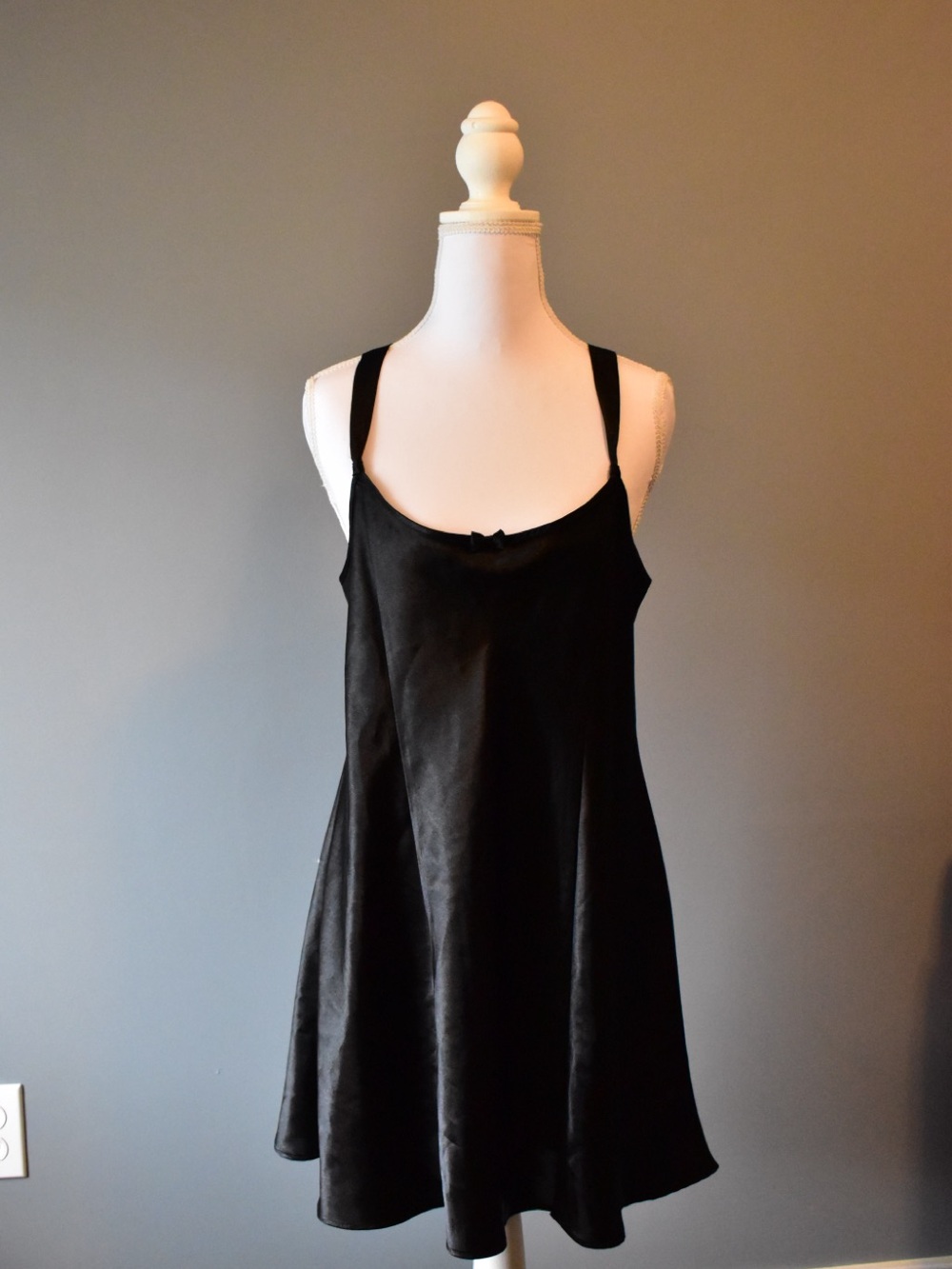 Morgan Taylor Black Satin Dress with Thin Straps